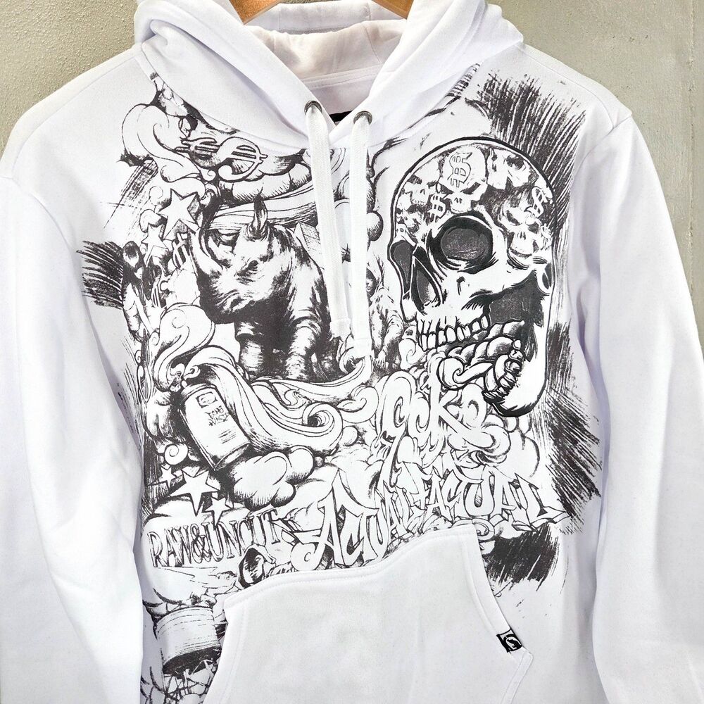 Ecko Unltd Skull Graphic White Hoodie NWT Sz M